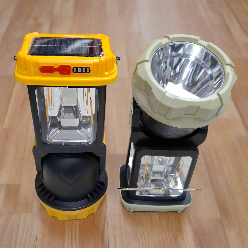 Luz de Emergencia Recargable con Panel Solar Portátil para Camping y Hogar