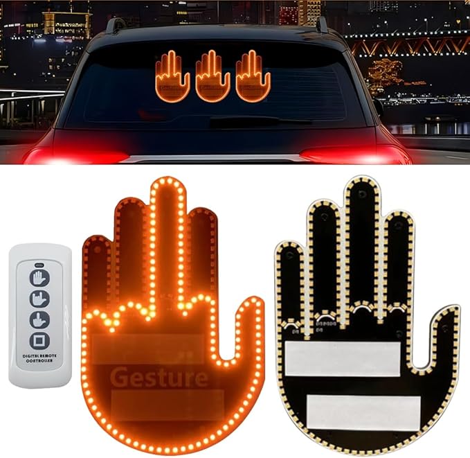 Mano LED Divertida para Autos – Accesorio Luminoso con Gestos Visuales