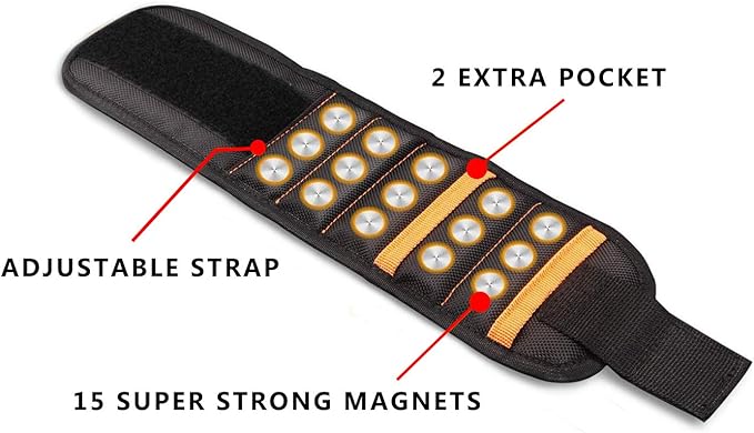 Brazalete Magnético para Herramientas, Tornillos y Clavos – Ajustable y Práctico