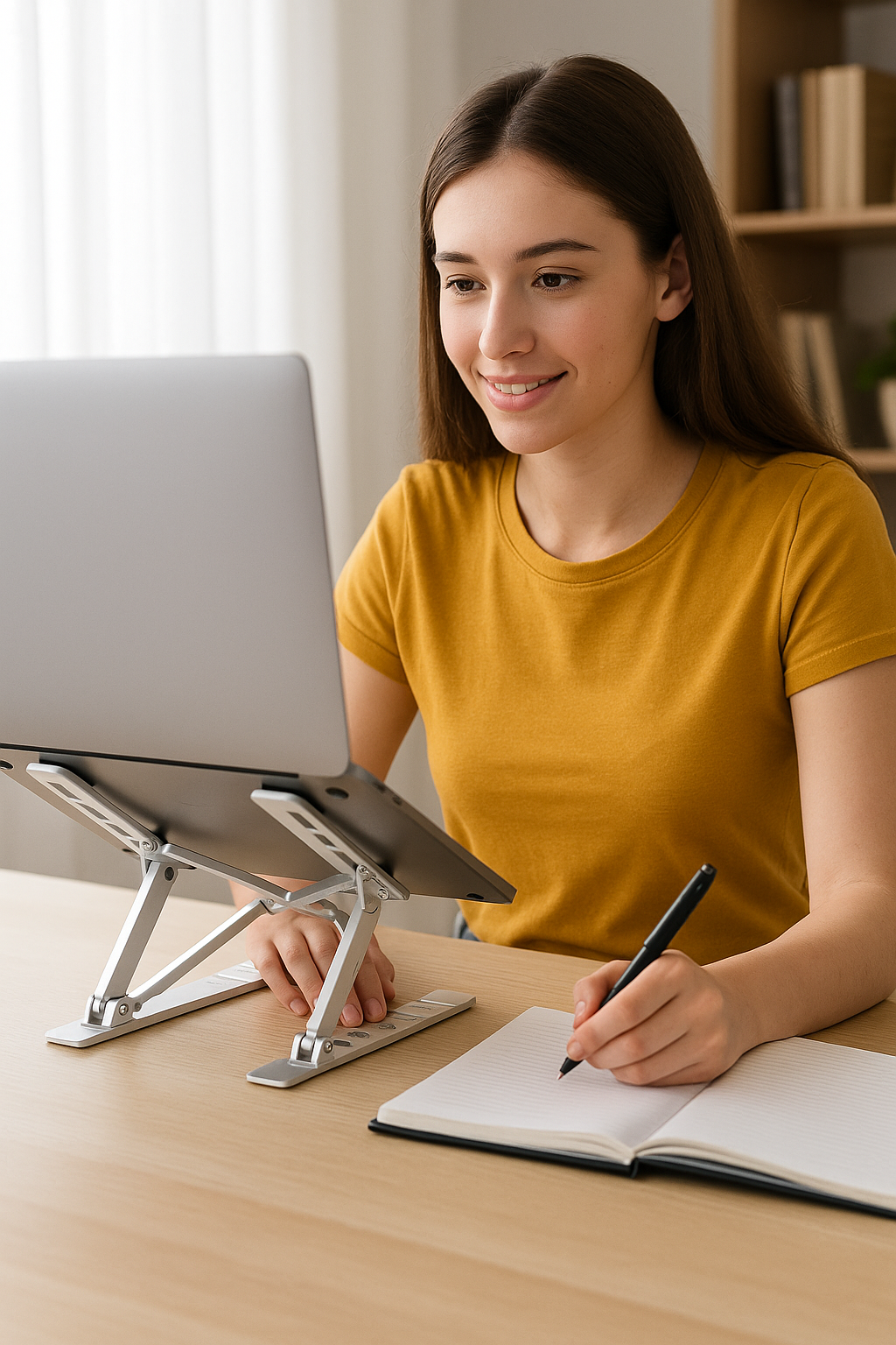 Soporte ajustable para notebook, ergonómico, plegable y ventilado.