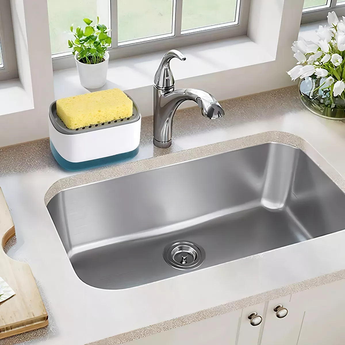 Porta Esponja con Dispensador de Jabón – Práctico y Compacto para Cocina.