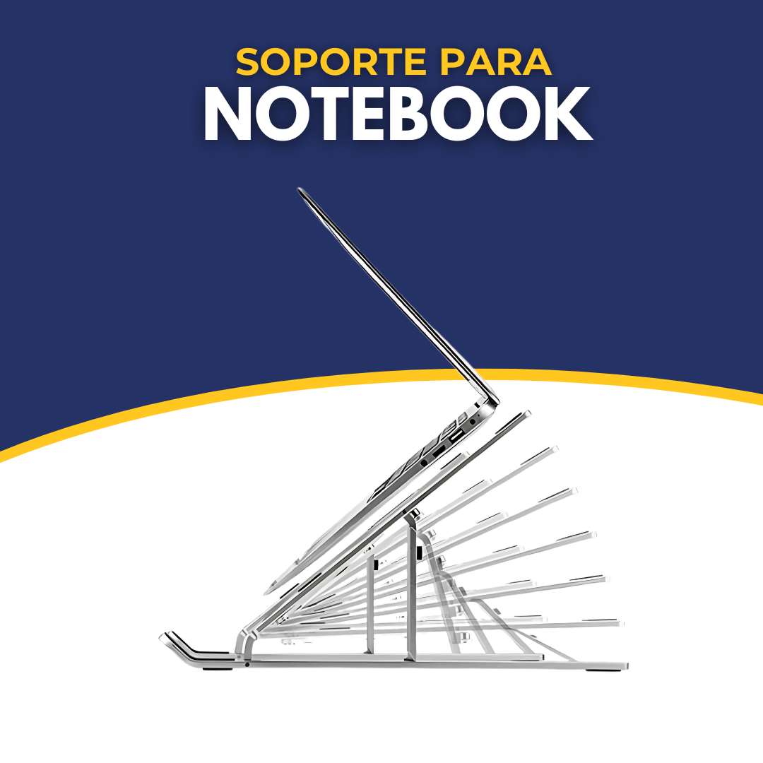 Soporte ajustable para notebook, ergonómico, plegable y ventilado.