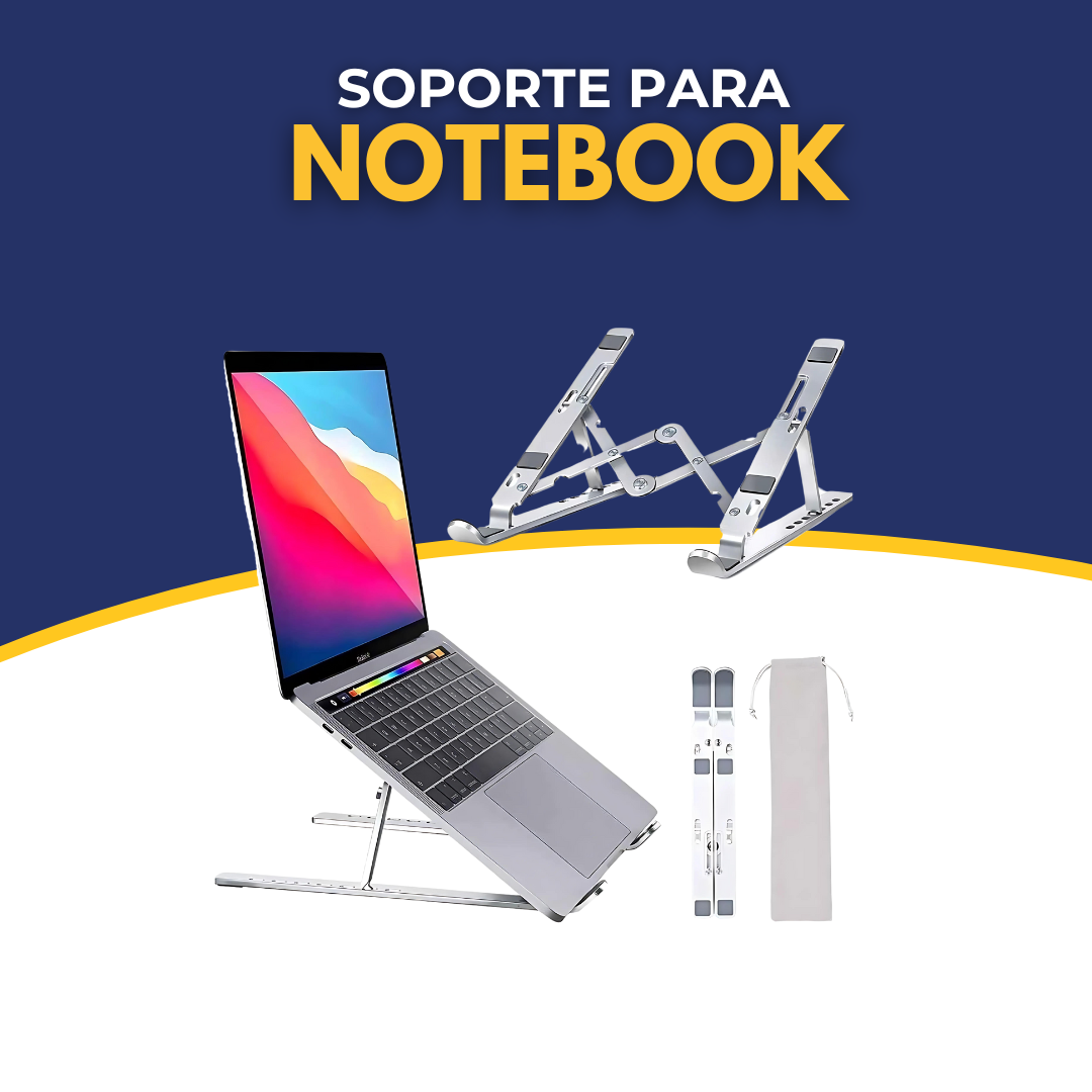 Soporte ajustable para notebook, ergonómico, plegable y ventilado.