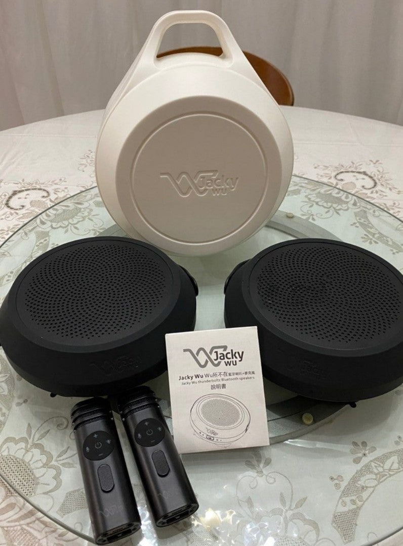 Jacky Wu Thunderboltz | Parlantes Bluetooth + 2 Micrófonos | Karaoke en Casa, Quincho y Fiestas.