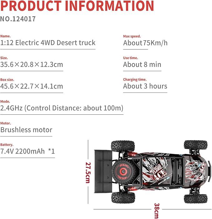 Auto Wltoys 124016 Motor Brushless 4x4 – Velocidad, potencia y control extremo