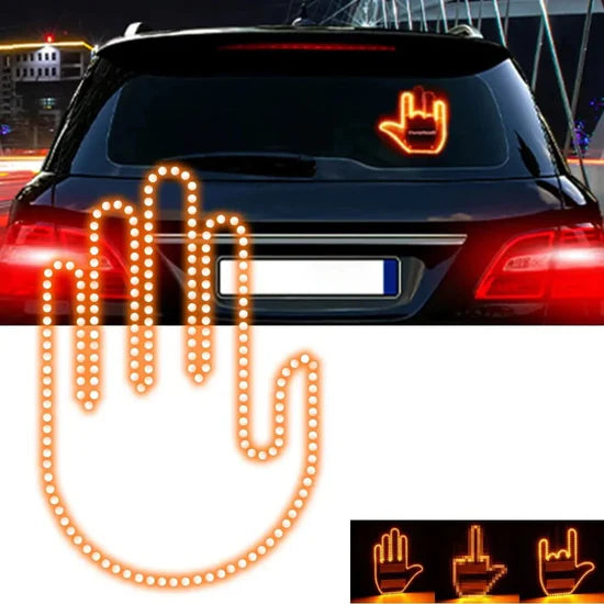 Mano LED Divertida para Autos – Accesorio Luminoso con Gestos Visuales