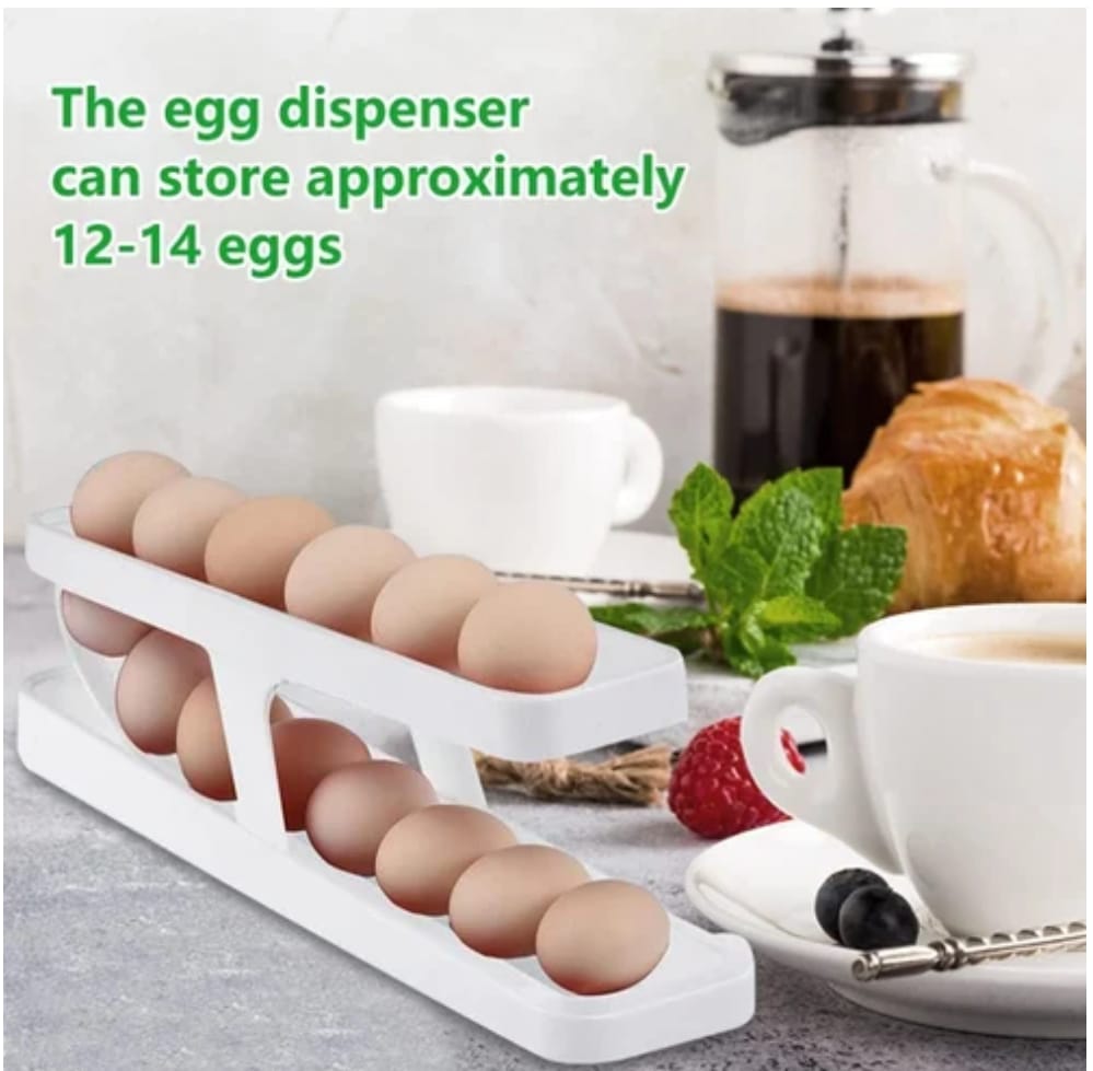 Dispensador de huevos de 2 niveles, Organizador automático y compacto para heladera.