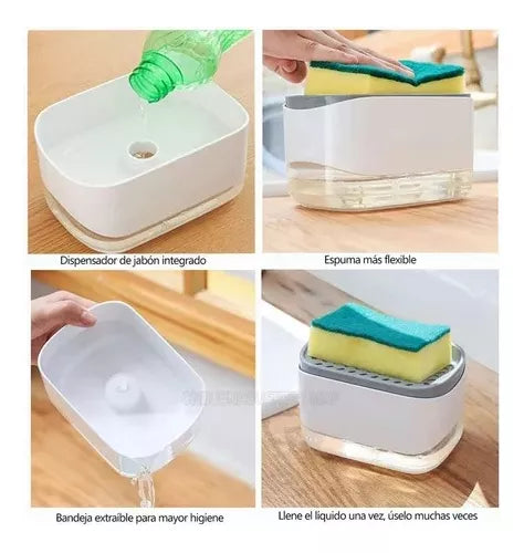 Porta Esponja con Dispensador de Jabón – Práctico y Compacto para Cocina.