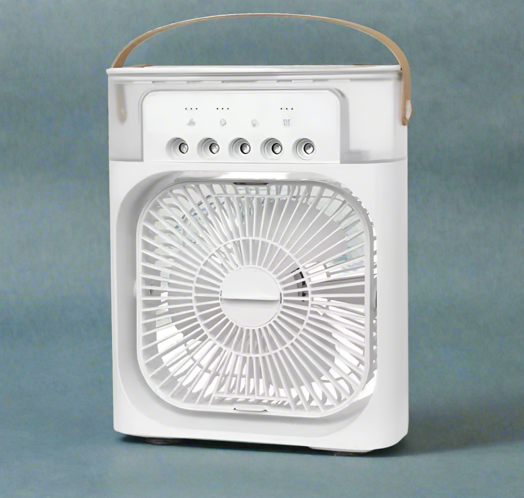 Humidificador Portátil 3 en 1 con Ventilador, Luz LED y USB – Mini Aire Acondicionado Personal