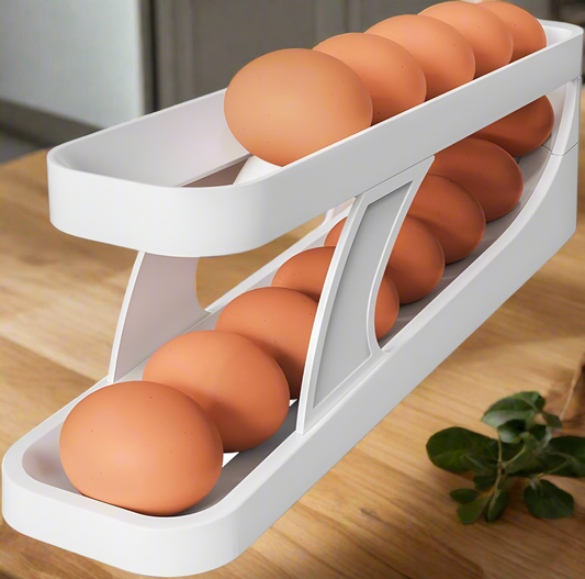 Dispensador de huevos de 2 niveles, Organizador automático y compacto para heladera.