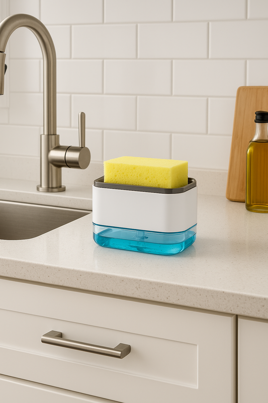 Porta Esponja con Dispensador de Jabón – Práctico y Compacto para Cocina.