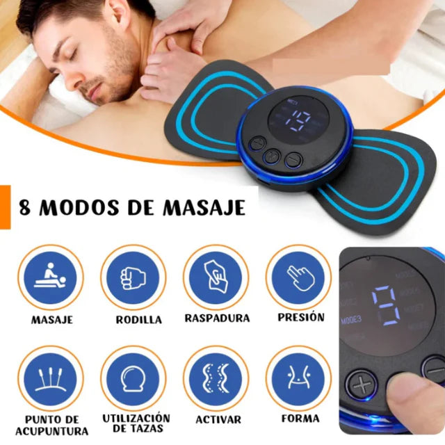 Masajeador Eléctrico Mini| 8 Modos, 19 Niveles de Intensidad | Relajación Portátil 24/7 para Estrés y Tensión.