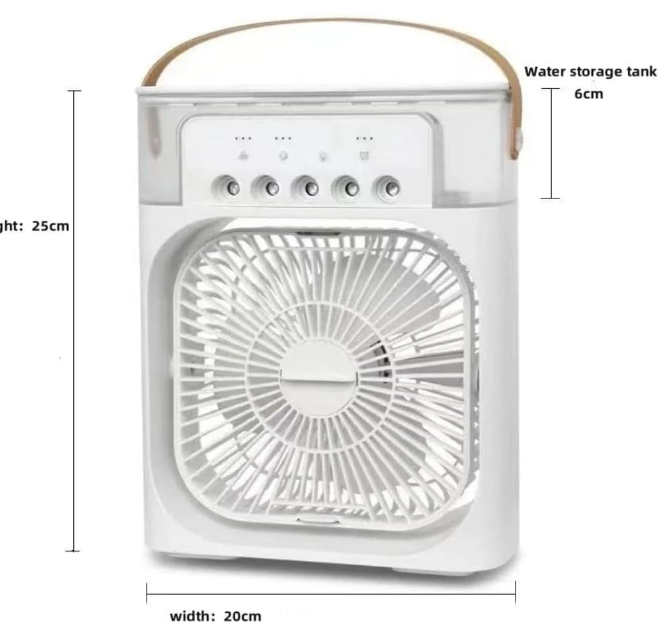 Humidificador Portátil 3 en 1 con Ventilador, Luz LED y USB – Mini Aire Acondicionado Personal