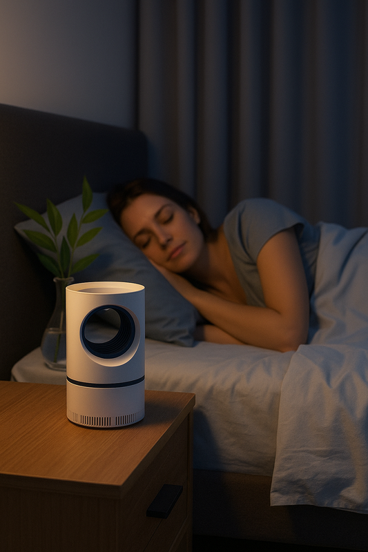 Matamosquitos TurboSilence| Succión Potente y Estilo Moderno | Protección Ideal para Dormitorios y Hogares.