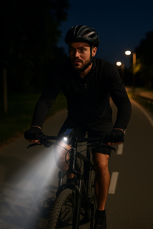 Linterna para Bicicleta Solar con Sirena.
