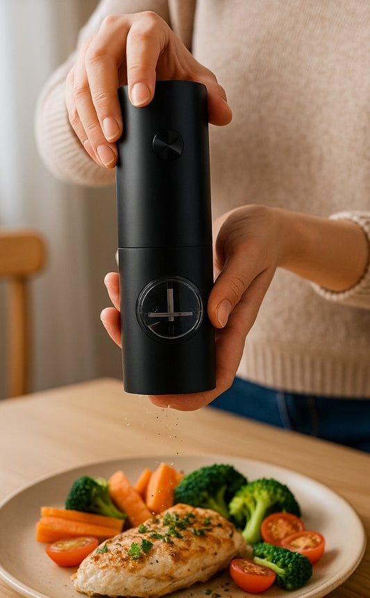Molino de Pimienta Eléctrico | Portátil y Recargable para Cocina.
