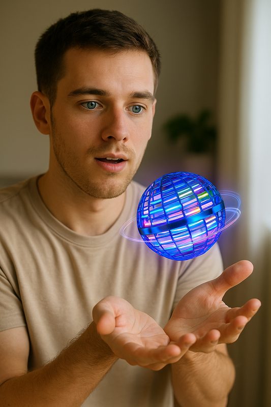 Pelota Voladora Mágica con Luces LED – Juguete Interactivo y Recargable para Niños.
